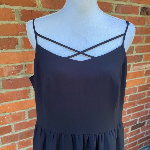 ModCloth Black Maxi Column Straight Gown Dress Spaghetti Strap Sz XL 1X - Picture 2 of 7